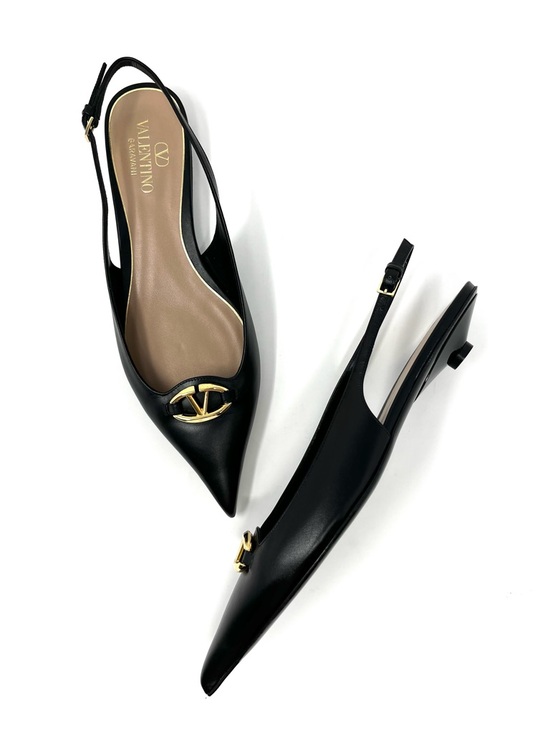 Valentino Shoes - NEW NWT Valentino Garavani Black VLogo Slingback Ballerina Pointed Toe Flats 40